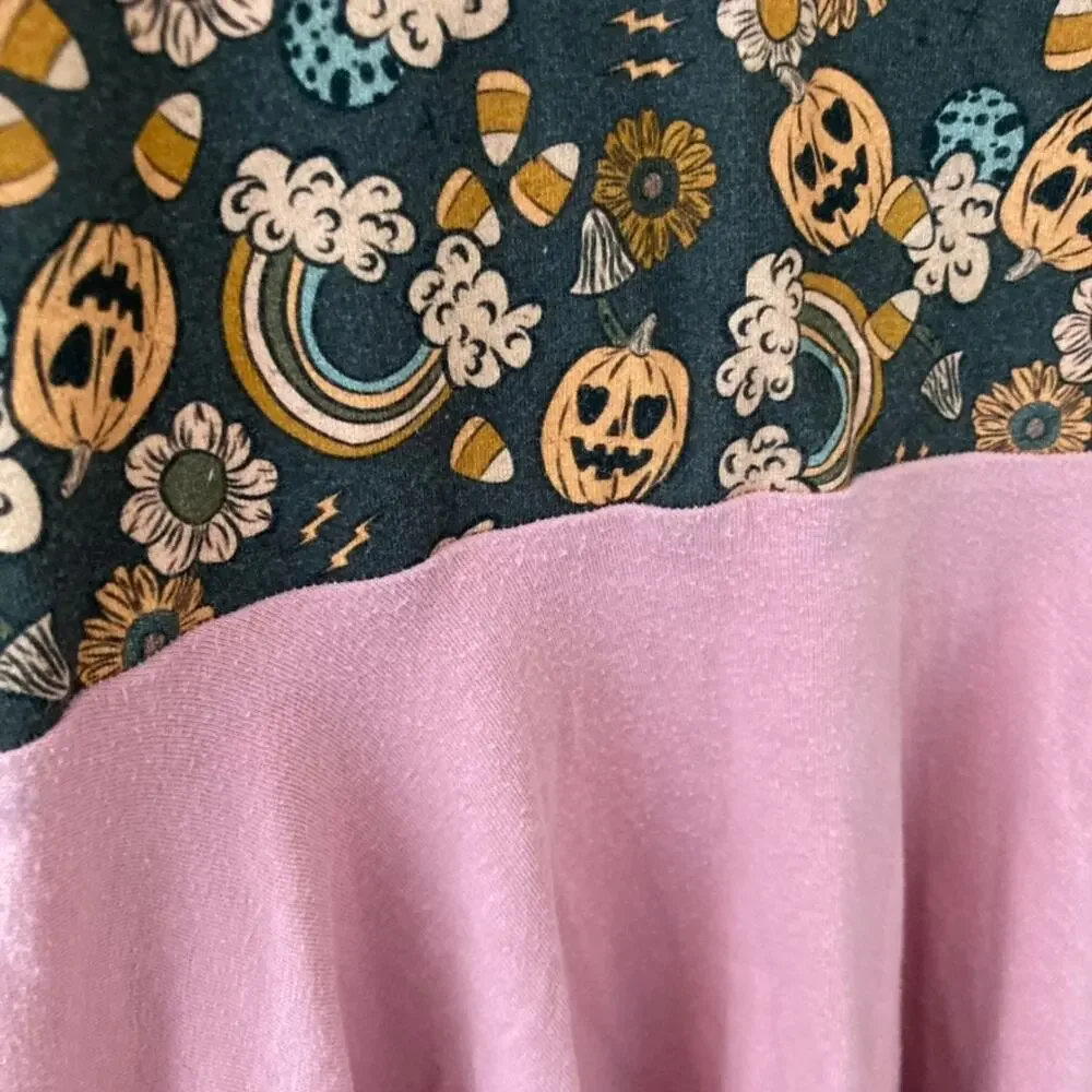 Malia + Kai Halloween Fall Pumpkins Rainbows Floral Sleeveless Twirl Dress - 4T